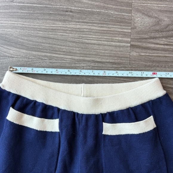 WAYF XS NWOT NAVY AND WHITE KNIT WIDE LEG PANTS - Picture 11 of 12